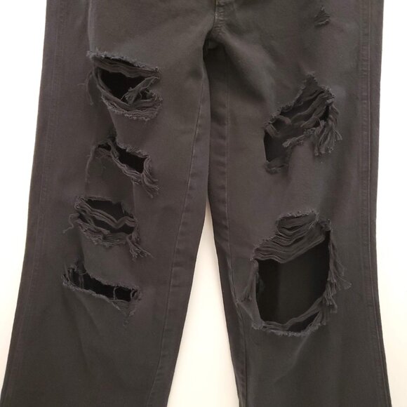 NWT PacSun Eco Black Baggy Distressed Button-Fly Wide Leg Denim Jeans - 23 - Picture 9 of 12